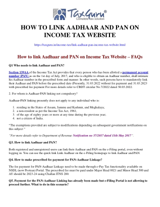 How to link Aadhaar and PAN on Income Tax Website