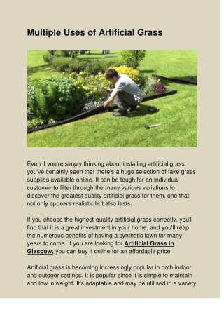 Multiple Uses of Artificial Grass