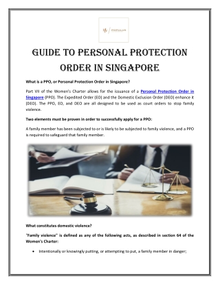 Guide to Personal Protection Order in Singapore