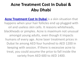 Acne Treatment Cost In Dubai & Abu Dhabi