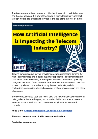 How Artificial Intelligence is Impacting the Telecom Industry