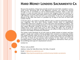 Hard Money Lenders Sacramento Ca