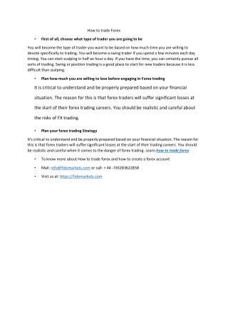 How to trade forex