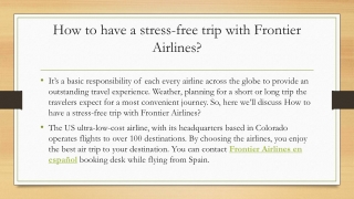 How to have a stress-free trip with Frontier