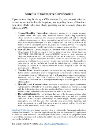 Benefits of Salesforce Certification