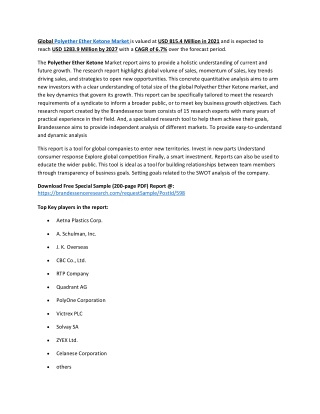 Polyether Ether Ketone Market
