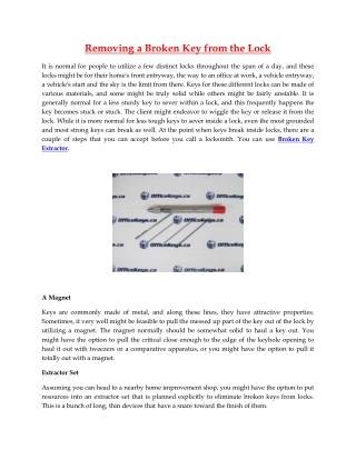 Removing a Broken Key from the Lock