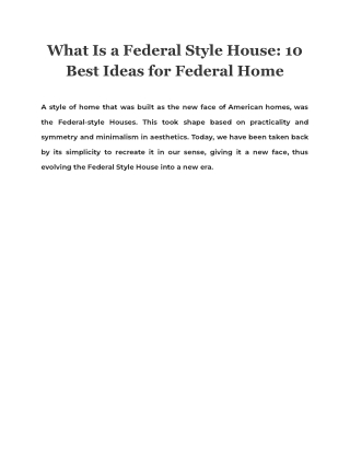 What Is a Federal Style House: 10 Best Ideas for Federal Home
