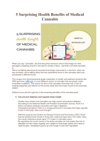 5 Surprising Health Benefits of Medical Cannabis