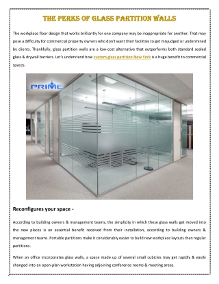 The Perks Of Glass Partition Walls