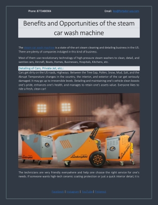 Benefits and Opportunities of the steam car wash machine