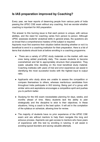 Is IAS preparation improved by Coaching
