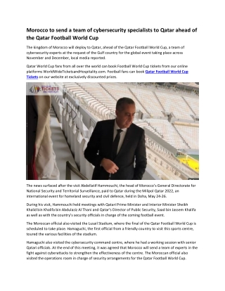 Morocco to send a team of cybersecurity specialists to Qatar ahead of the Qatar Football World Cup