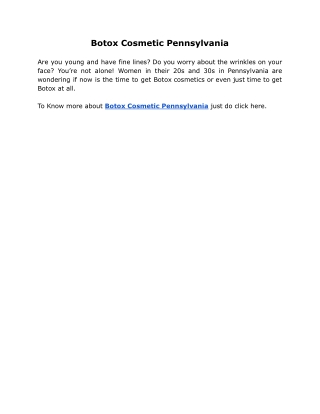 Botox Cosmetic Pennsylvania