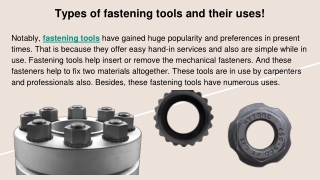 Types of fastening tools and their uses!