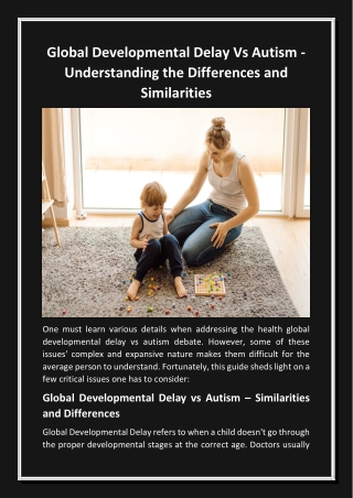 Global Developmental Delay Vs Autism - Understanding the Differences and Similar
