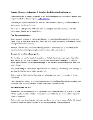 Garden Clearance in London A Detailed Guide for Garden Clearance