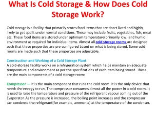 What Is Cold Storage & How Does Cold Storage Work