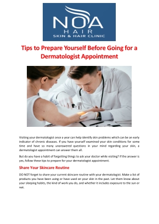 Tips to Prepare Yourself Before Going for a Dermatologist Appointment