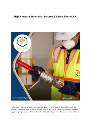 High Pressure Water Mist Systems  Vision Safety L.L