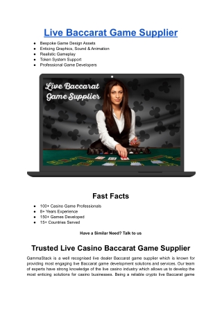 Live Baccarat Game Supplier