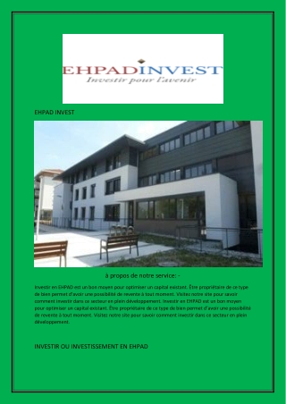 INVESTIR OU INVESTISSEMENT EN EHPAD