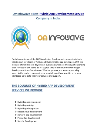 Best Hybrid App Development service in India. - OmInfowave