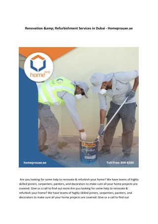Renovation &amp; Refurbishment Services in Dubai - Homeprouae.ae