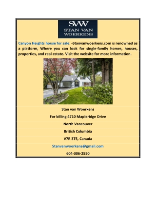 Canyon Heights House For Sale | Stanvanwoerkens.com