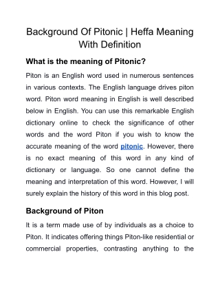 Background Of Pitonic _ Heffa Meaning With Definition