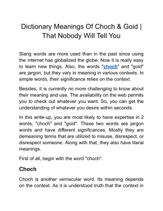 Dictionary Meanings Of Choch & Goid _ That Nobody Will Tell You