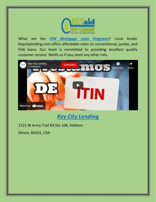 Itin Mortgage Loans Programs   Keycitylending