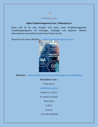 Agiles Projektmanagement Graz  fit4projects.at