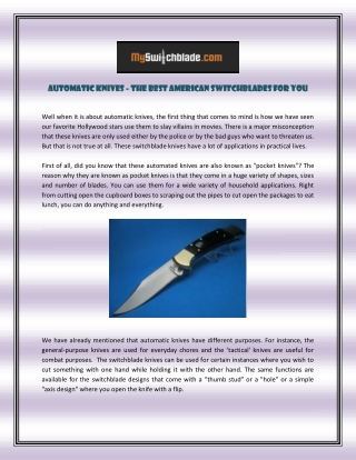 Automatic knives - the best American Switchblades for you