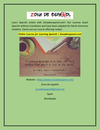Online Courses for Learning Spanish | Zonadeespanol.com