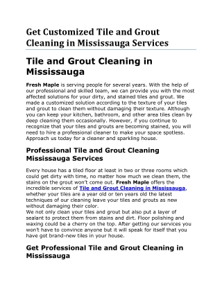 Get Customized Tile and Grout Cleaning in Mississauga Services