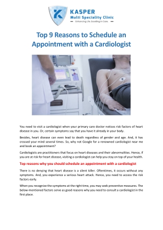 Top 9 Reasons to Schedule an Appointment with a Cardiologist