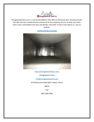 Commercial Duct Cleaning  Chicagolandairduct.com