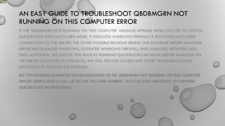 A quick troubleshooting guide to resolve QBDBMgrN Not Running on This Computer error quickly