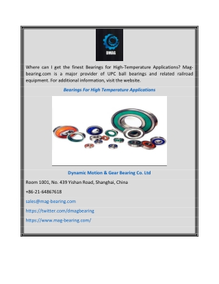 Bearings for High Temperature Applications | Mag-bearing.com