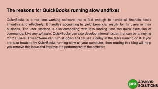 Causes and Solutions How to Fix QuickBooks Running Slow