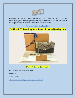 Sell Louis Vuitton Bag Boca Raton | Pawnandjewelry.com