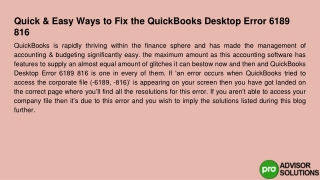 QuickBooks Desktop Error 6189 816