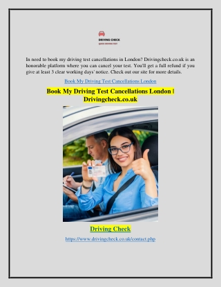 Book My Driving Test Cancellations London | Drivingcheck.co.uk