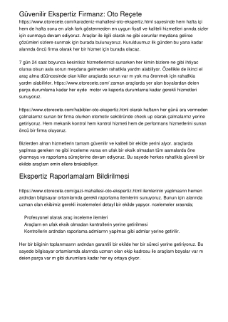 Güvenilir Ekspertiz Firmanız: Oto Reçete