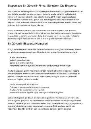 Ekspertizde En Güvenilir Firma: Güngören Oto Ekspertiz