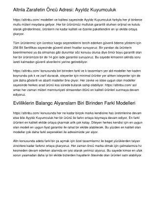 Altınla Zarafetin Öncü Adresi: Ayyıldız Kuyumculuk