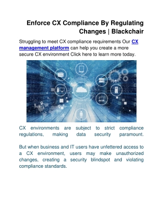 Enforce CX Compliance By Regulating Changes - Blackchair