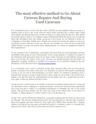 The most effective method to Go About Caravan Repairs And Buying Used Caravans