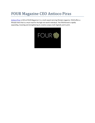 FOUR Magazine CEO Antioco Piras